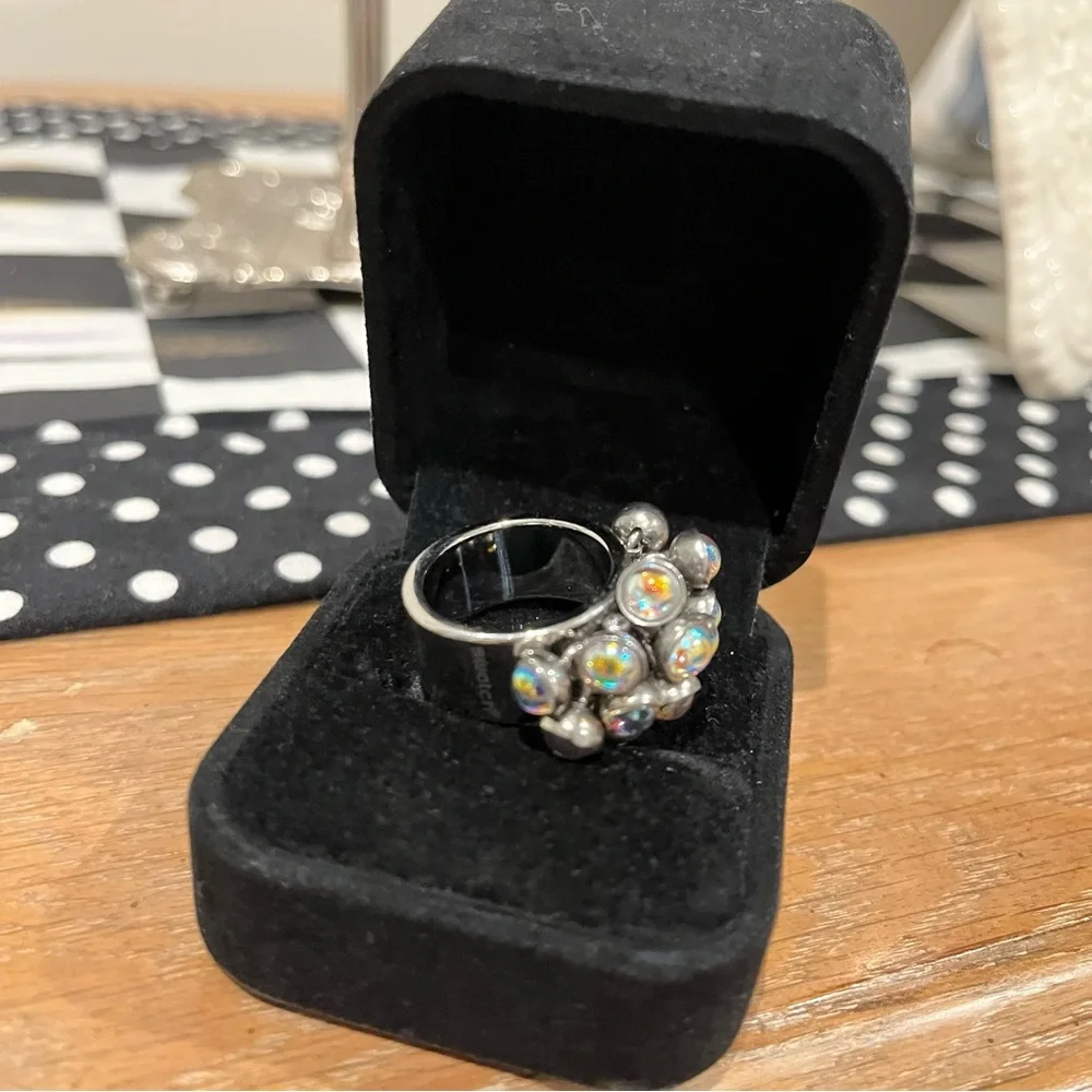 Swatch Silver Ring with Iridescent Stones - Picture 3 of 4